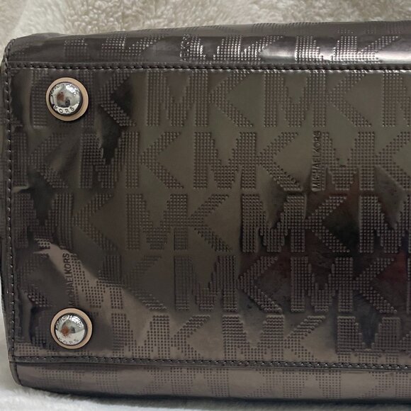 Michael Kors Grayson Mirror Metallic Bronze Medium Satchel - Picture 13 of 14